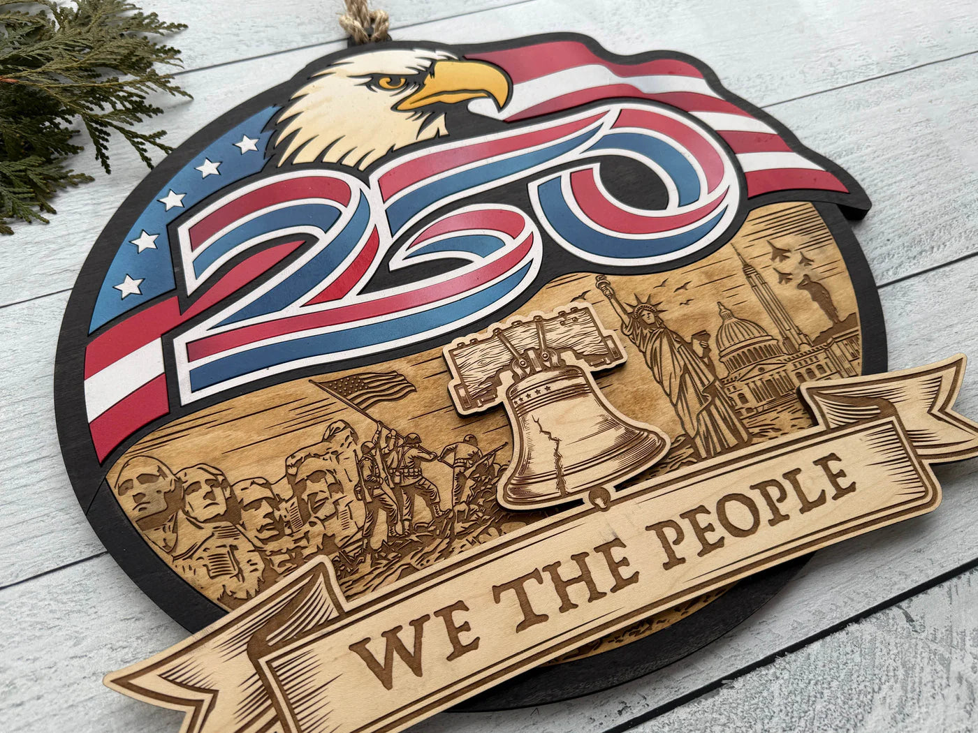 250th anniversary We The People layered wood wall art handmade gift