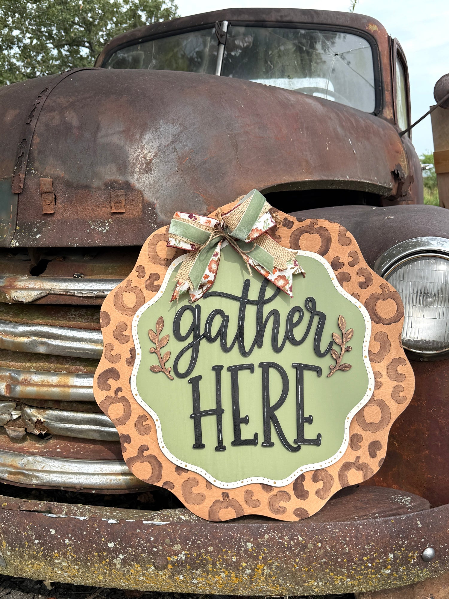 Gather Here – Laser Cut Wood Sign