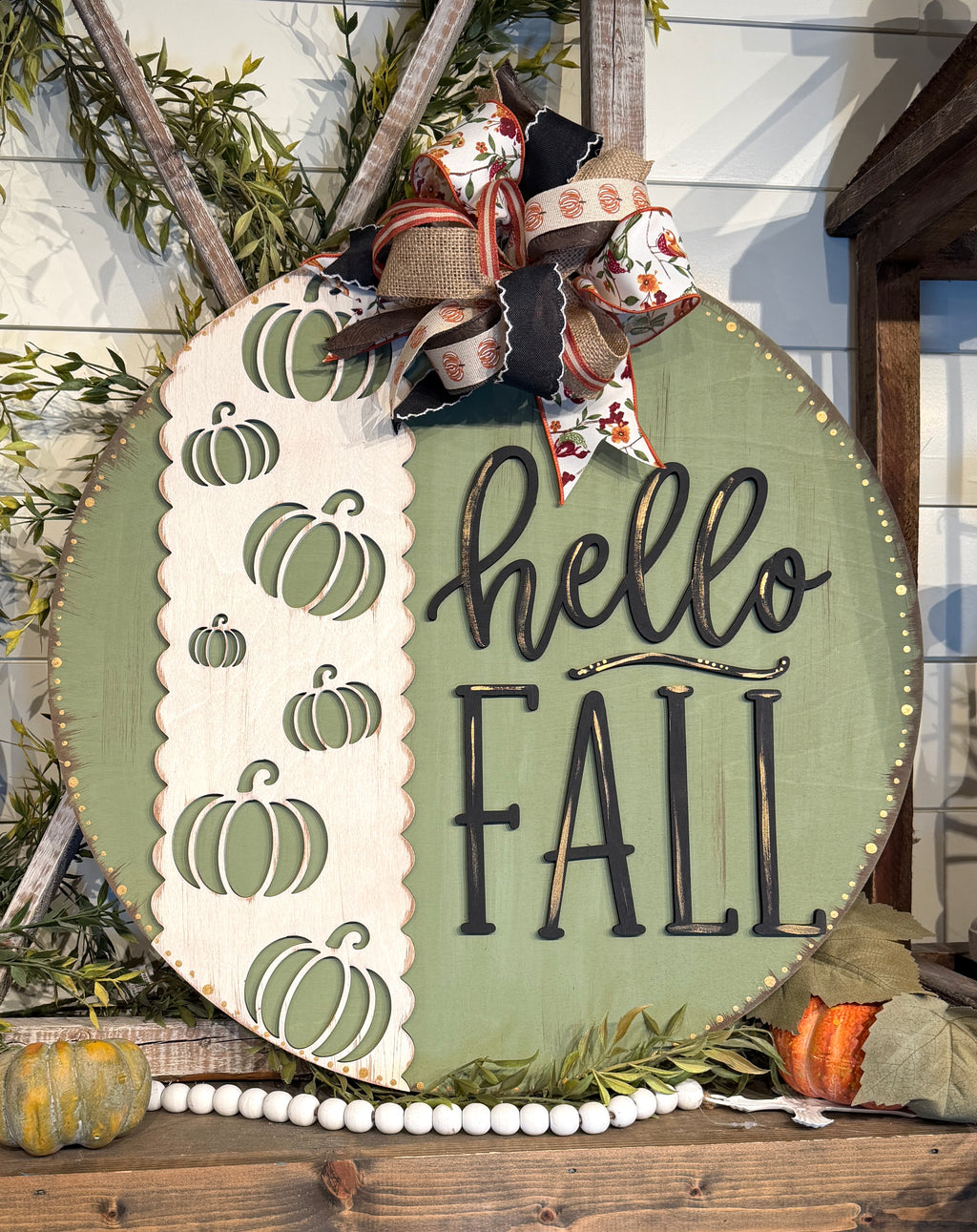 Hello Fall – Laser Cut Wood Round Sign