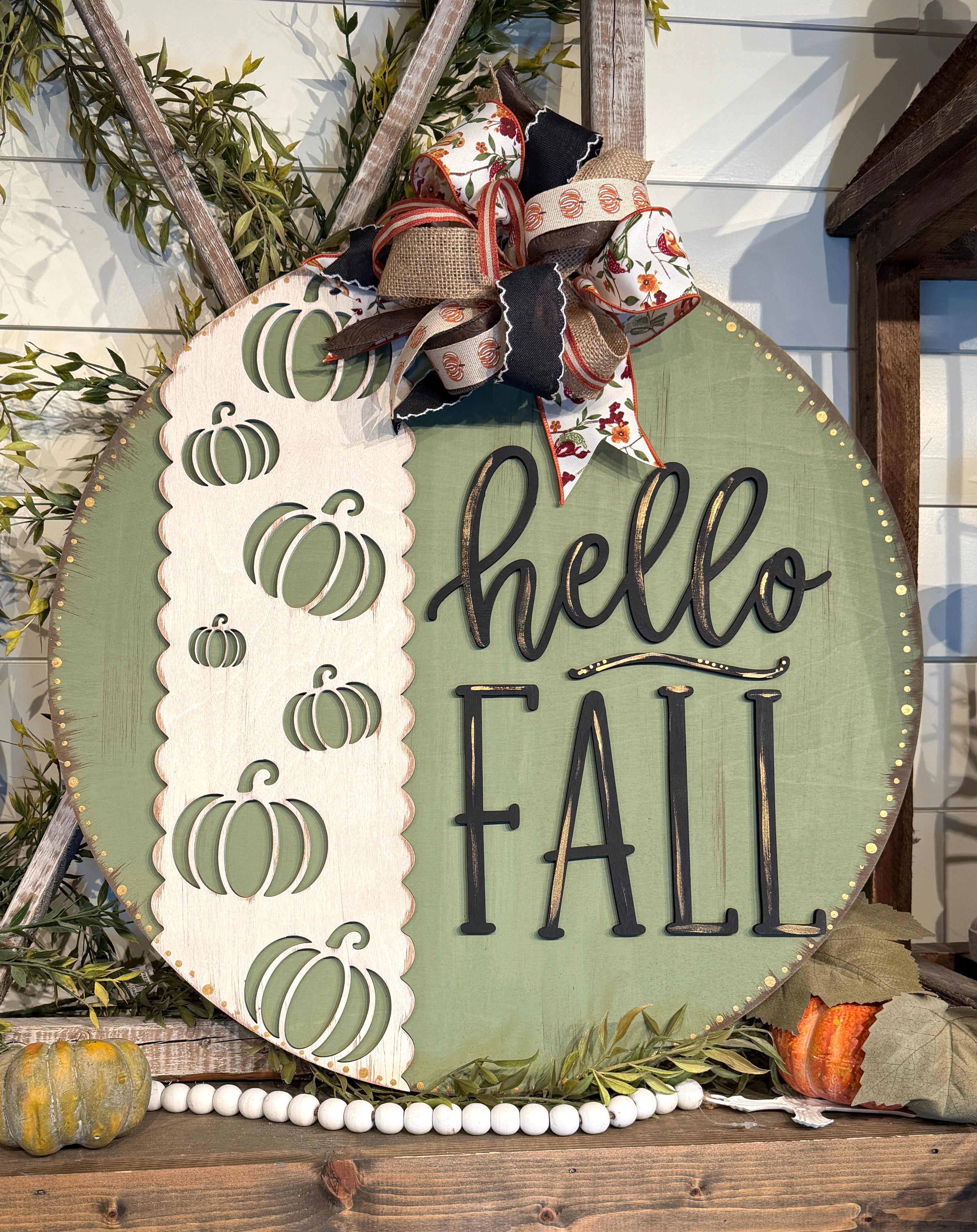 Hello Fall – Laser Cut Wood Round Sign