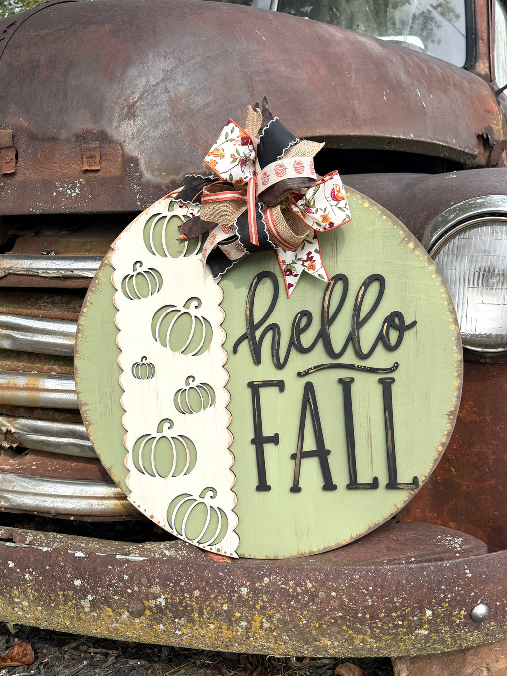 Hello Fall – Laser Cut Wood Round Sign