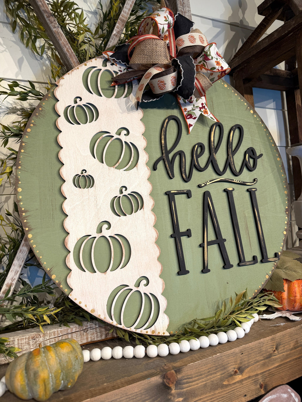 Hello Fall – Laser Cut Wood Round Sign