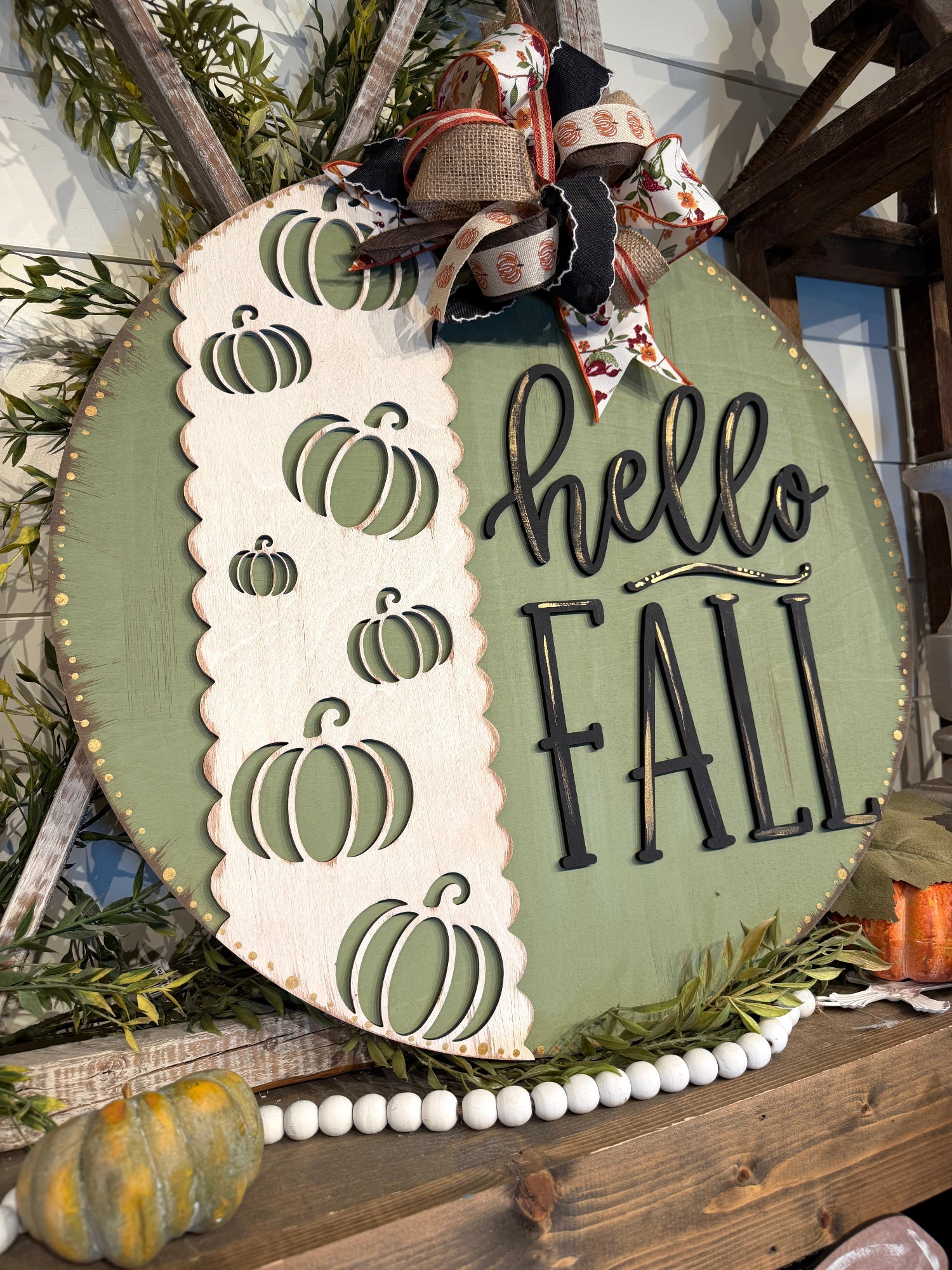 Hello Fall – Laser Cut Wood Round Sign