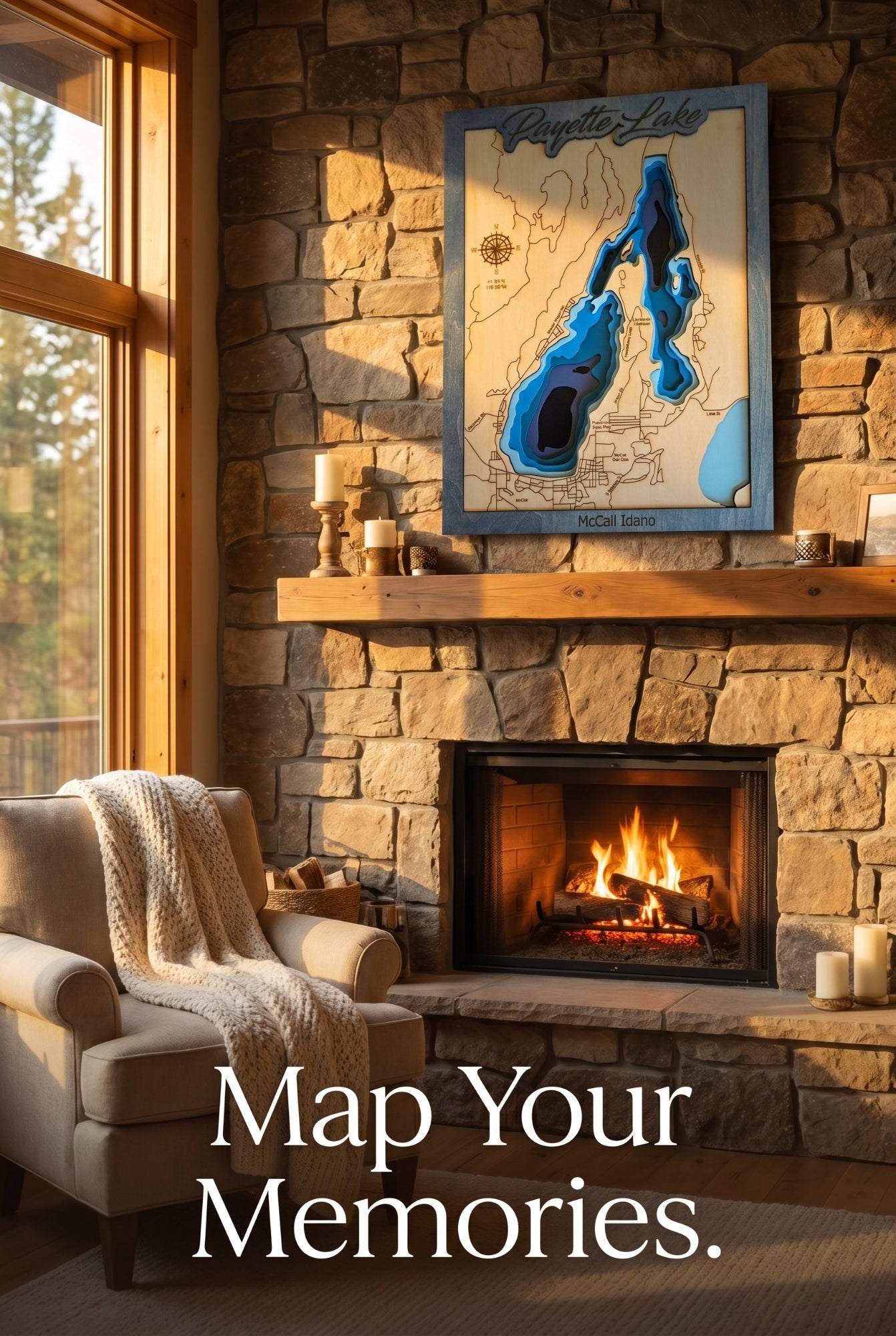 Custom 3D wood map wall art gift idea laser cut personalized decor
