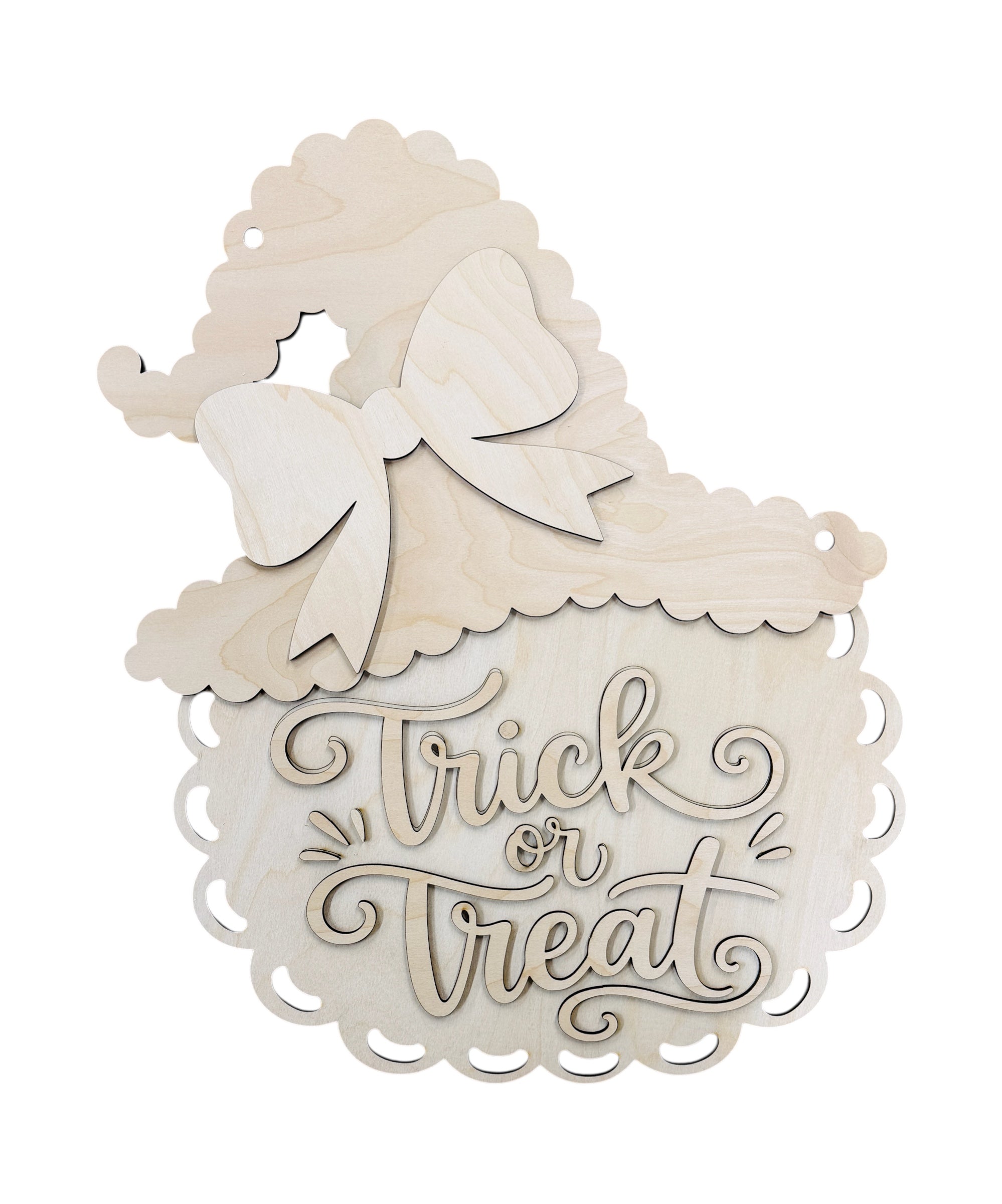 Trick or Treat Witch Hat Door Hanger | Laser Cut Wood Sign