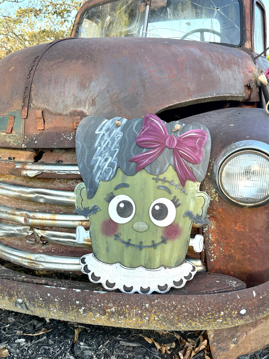 Francesca Mrs. Frankenstein Door Hanger | Laser Cut Wood Halloween Sign