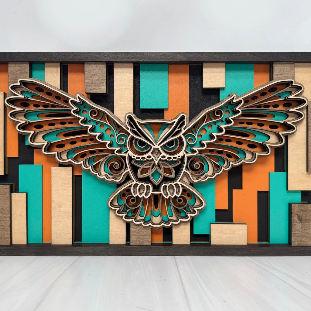 3D Layered Owl Wood Wall Art | Nature Inspired Decor
