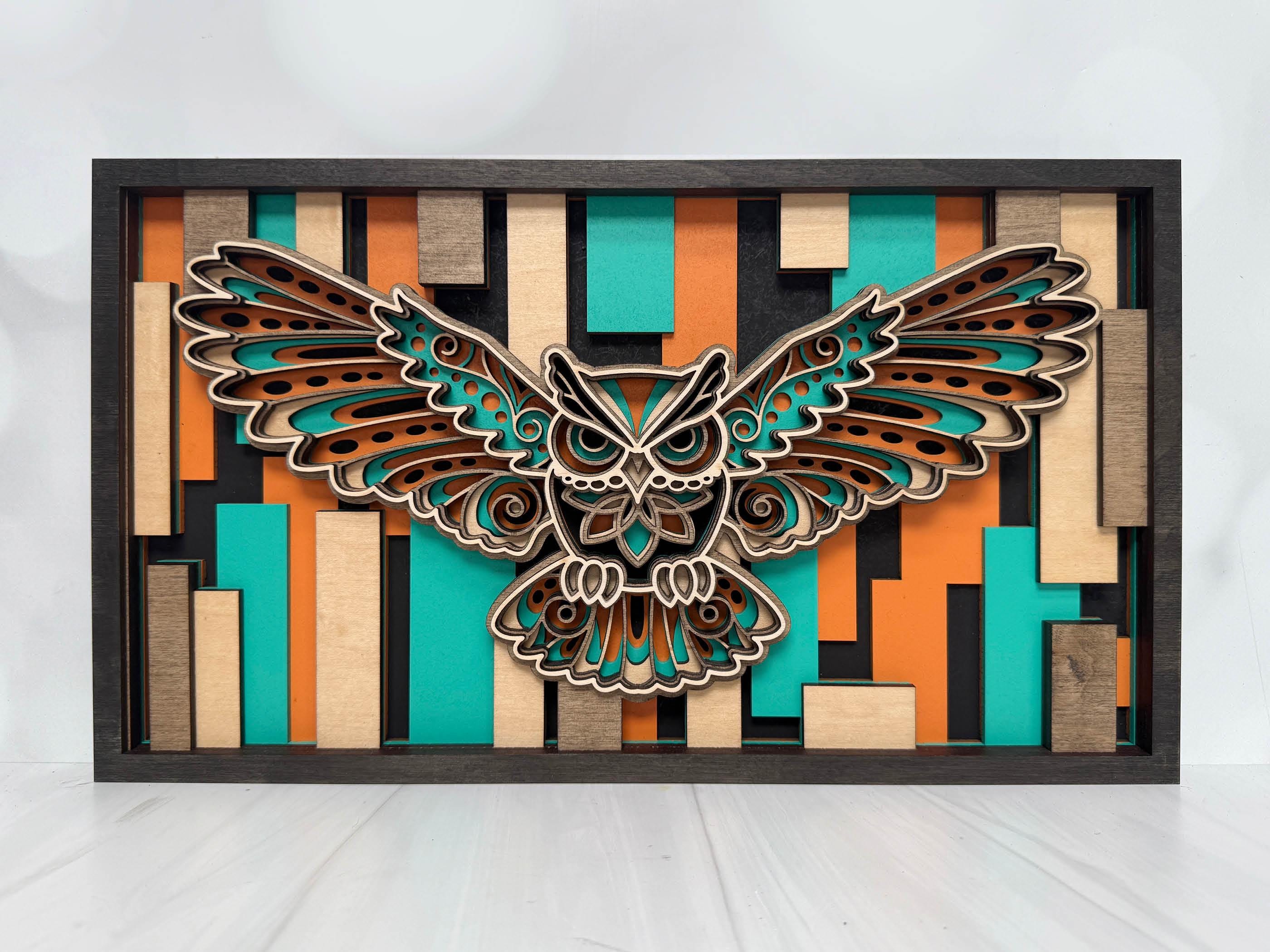 3D Layered Owl Wood Wall Art | Nature Inspired Decor