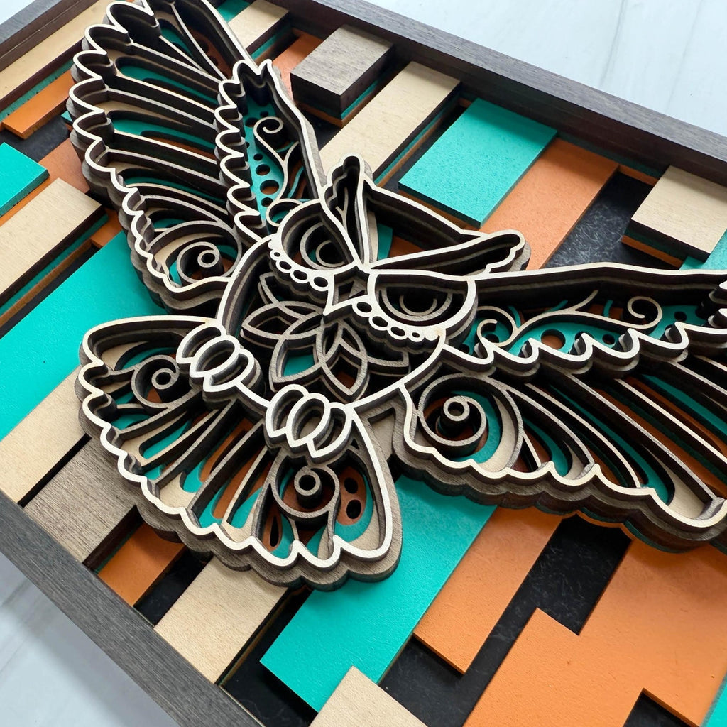 3D Layered Owl Wood Wall Art | Nature Inspired Decor