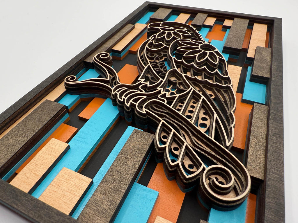 3D Layered Wood Eagle Wall Art – Handmade Laser Cut Decor
