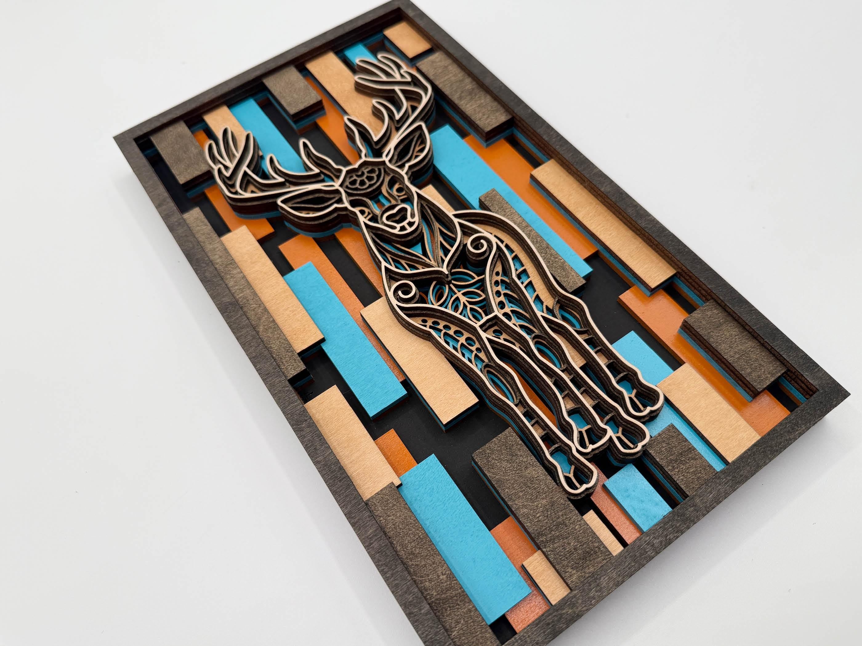 3D Layered Wood Deer Wall Art – Handmade Laser Cut Decor
