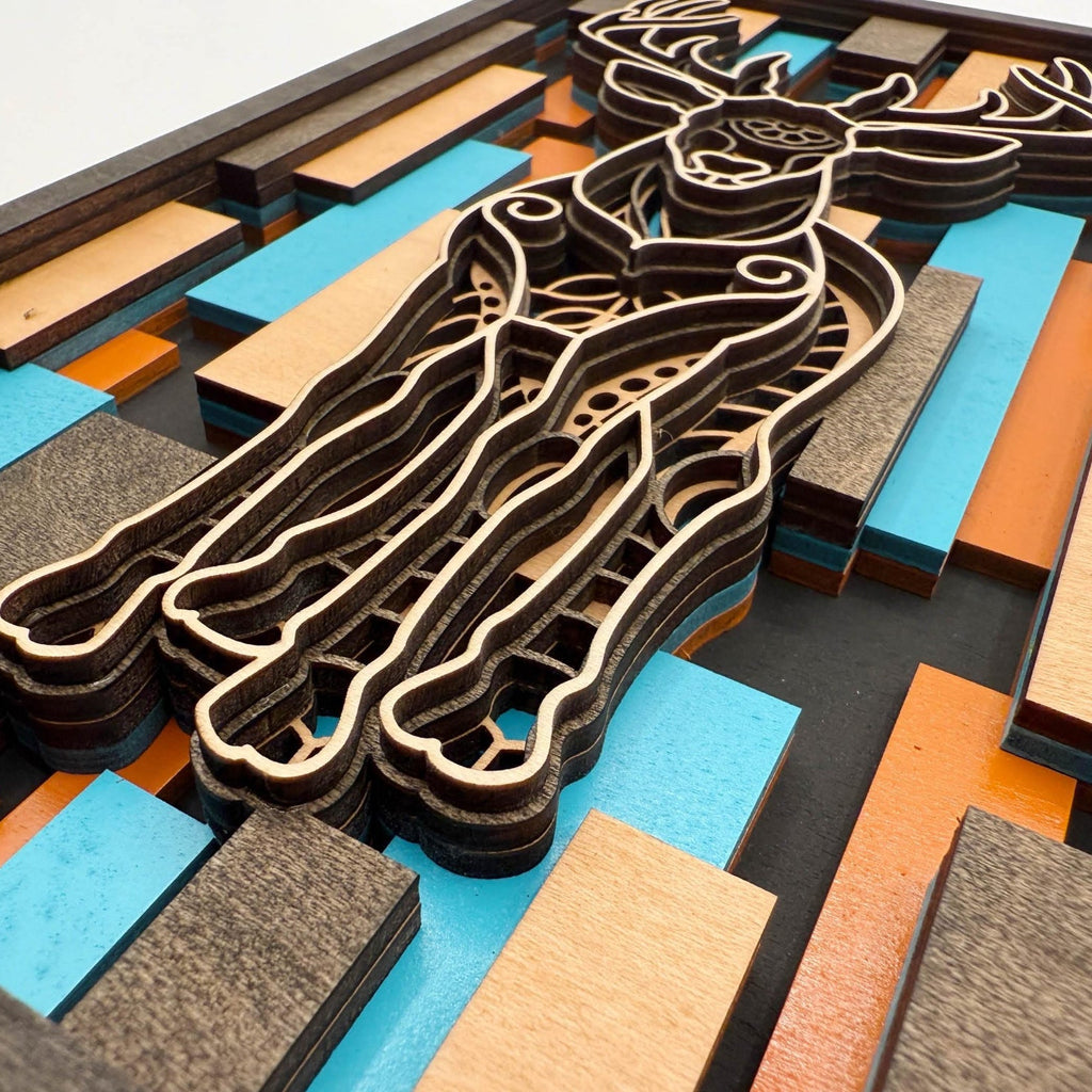 3D Layered Wood Deer Wall Art – Handmade Laser Cut Decor