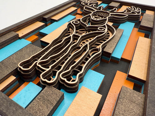 3D Layered Wood Deer Wall Art – Handmade Laser Cut Decor