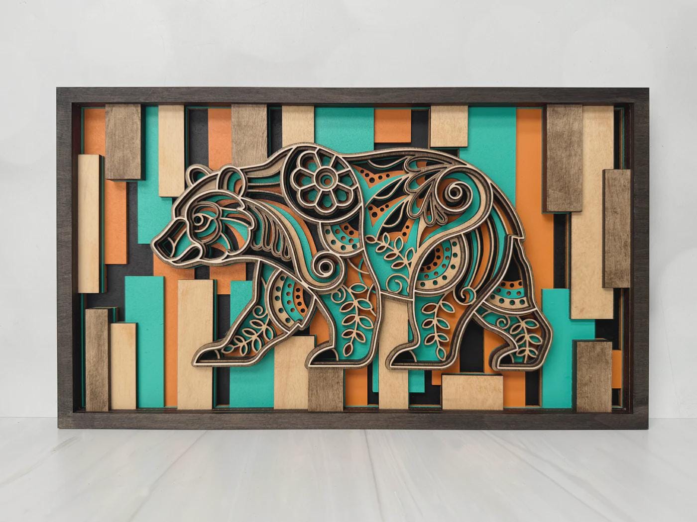 Bear Wall Art | 3D Layered Laser Cut Wood Decor | Rustic Cabin Handmade USA
