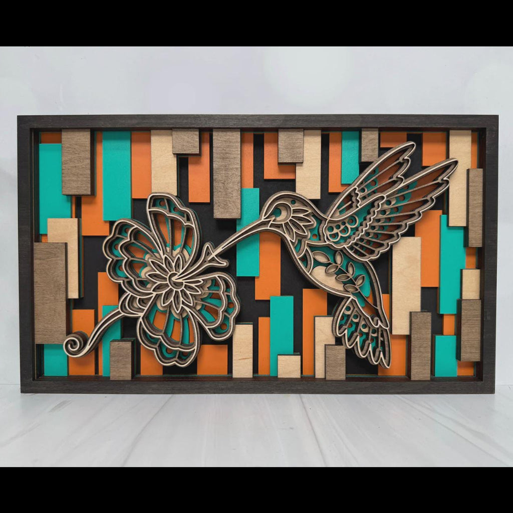 3D Layered Wood Hummingbird Laser Wall Art – Handmade USA