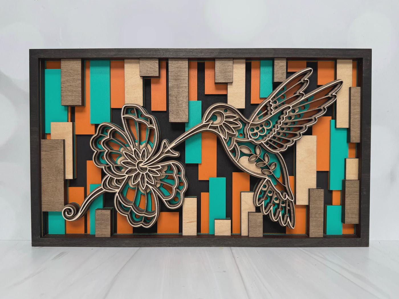 3D Layered Wood Hummingbird Laser  Wall Art – Handmade USA