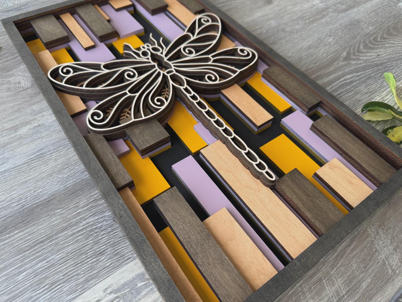 Dragonfly 3D Layered Wood Wall Art – Laser Cut Decor – Handmade Wall Hanging
