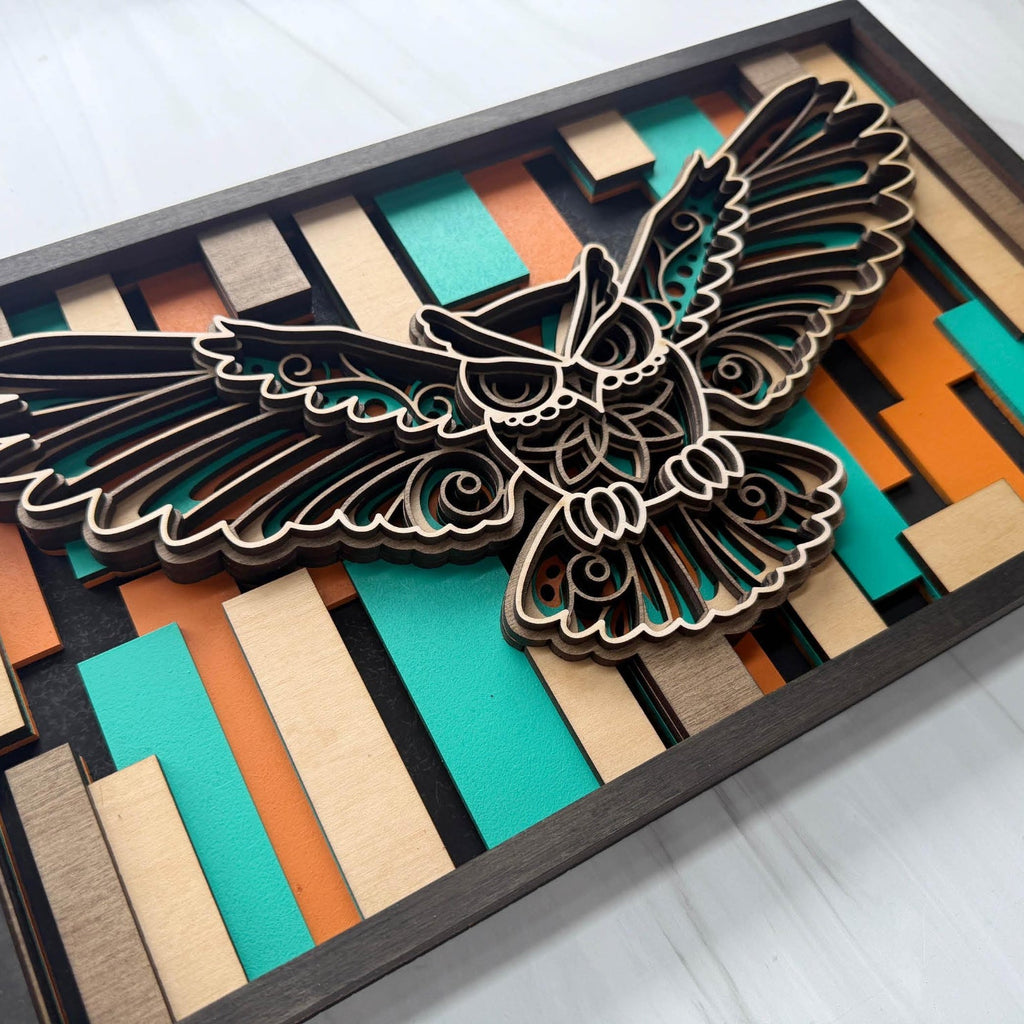 3D Layered Owl Wood Wall Art | Nature Inspired Decor