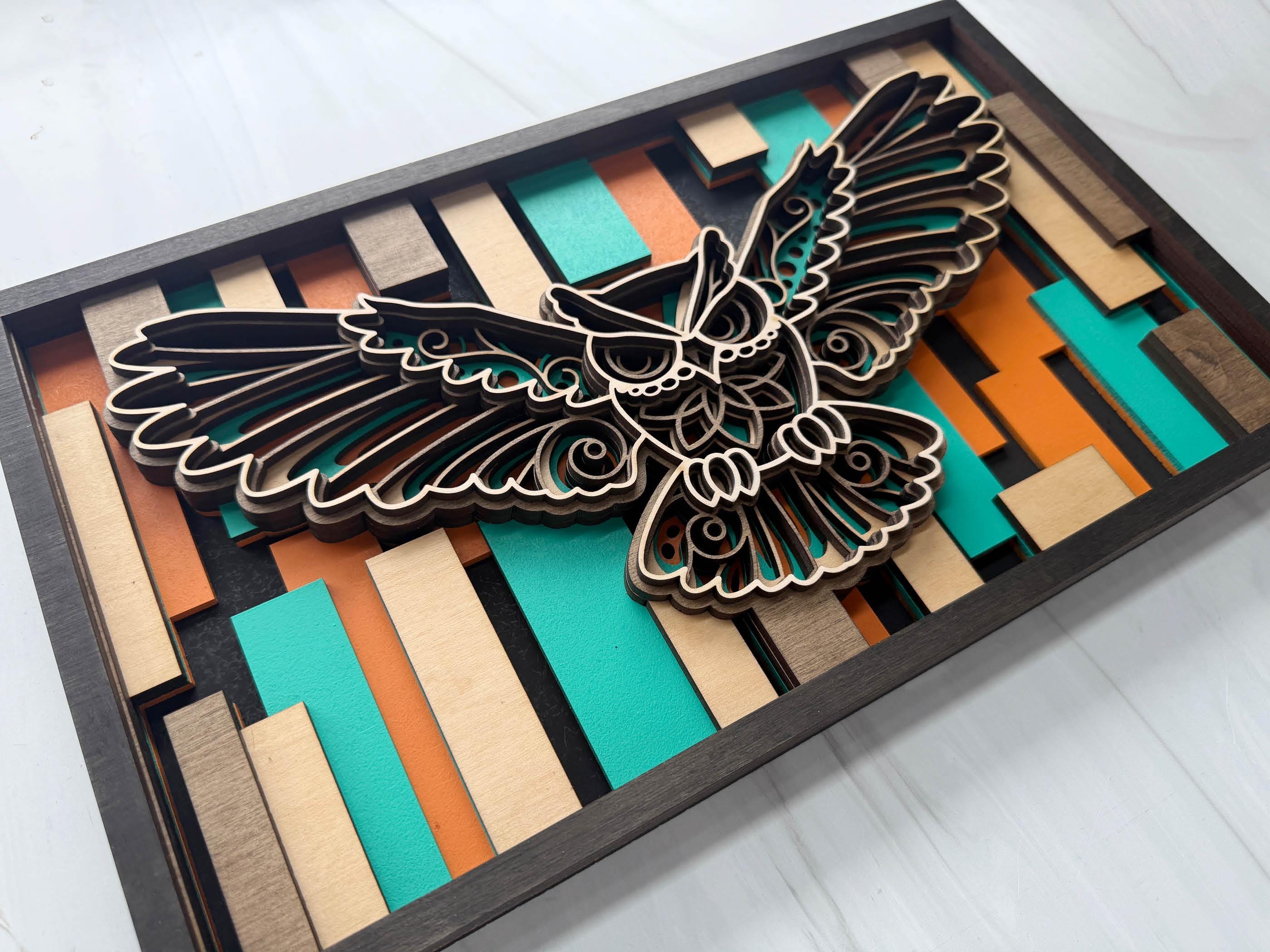 3D Layered Owl Wood Wall Art | Nature Inspired Decor