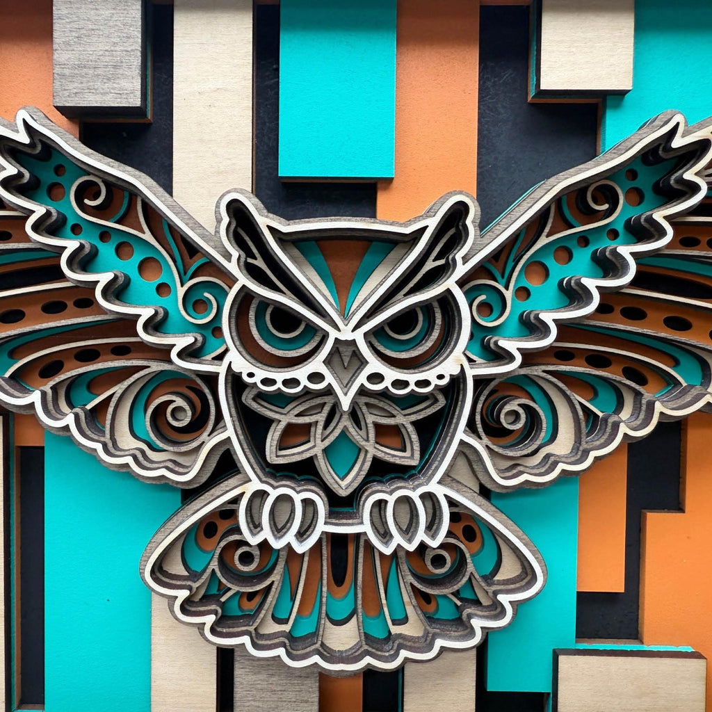 3D Layered Owl Wood Wall Art | Nature Inspired Decor