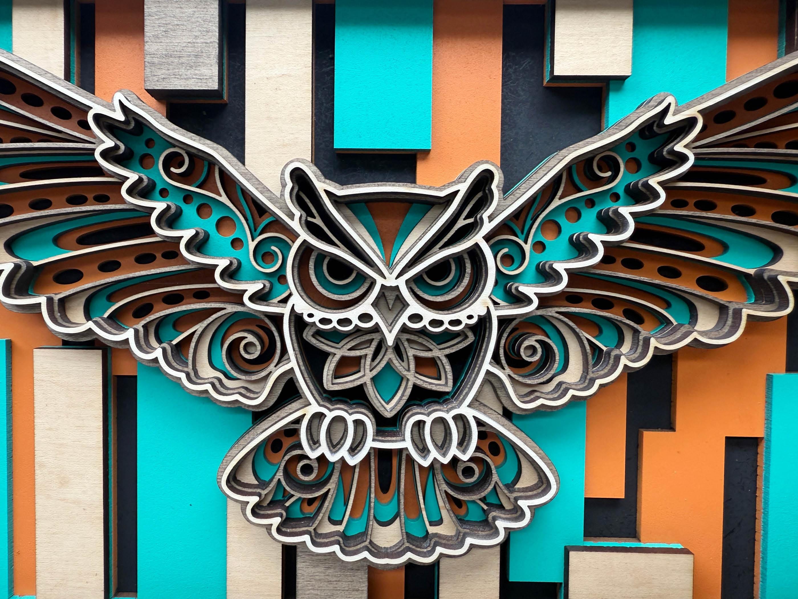 3D Layered Owl Wood Wall Art | Nature Inspired Decor