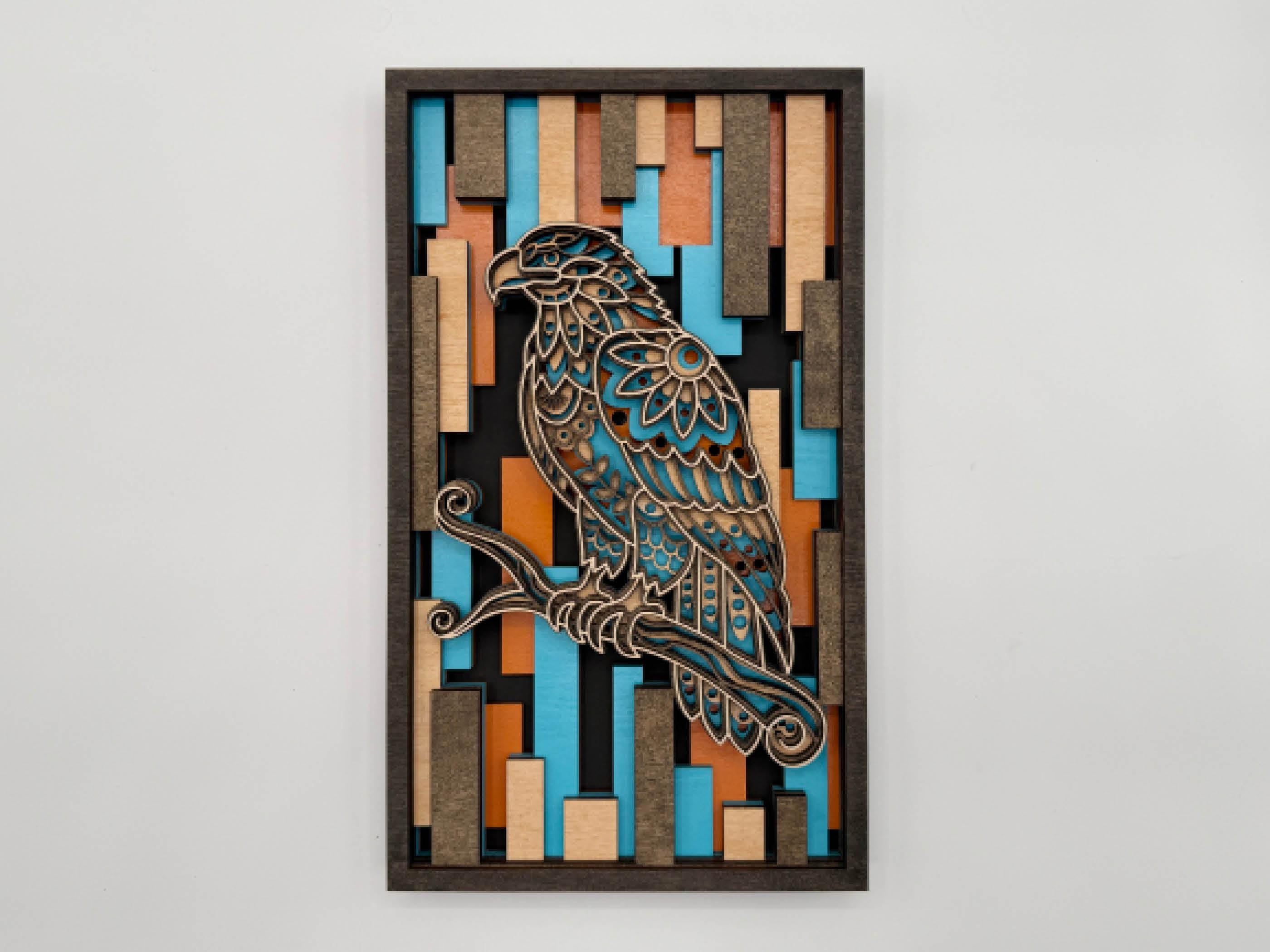 3D Layered Wood Eagle Wall Art – Handmade Laser Cut Decor