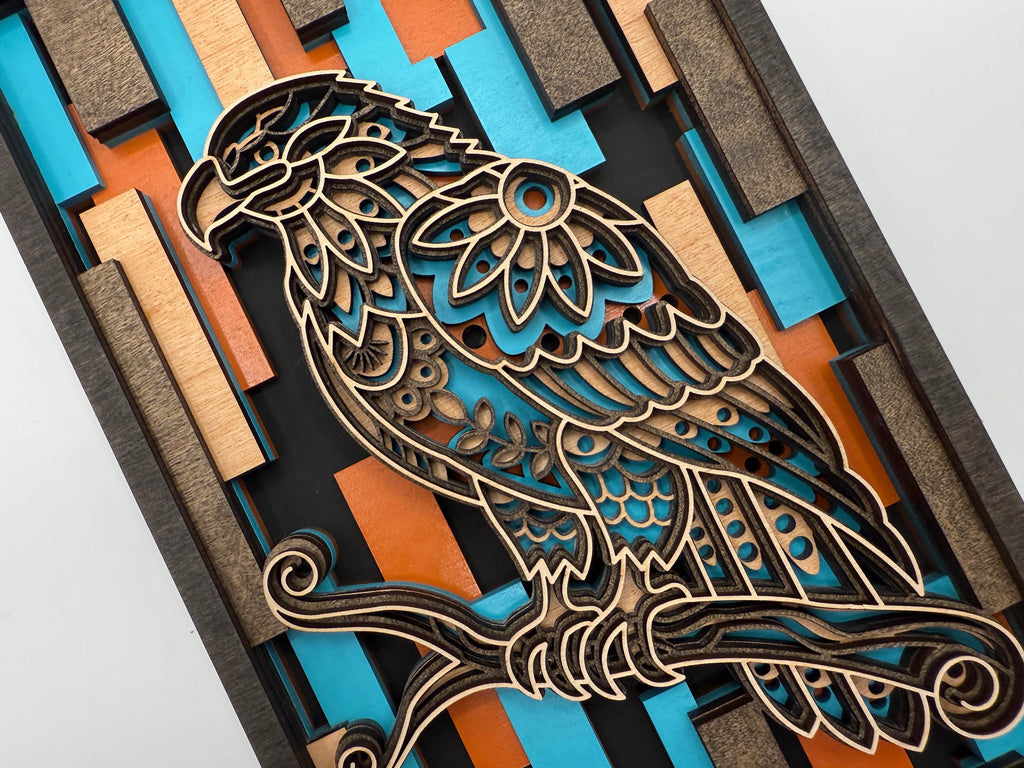 3D Layered Wood Eagle Wall Art – Handmade Laser Cut Decor