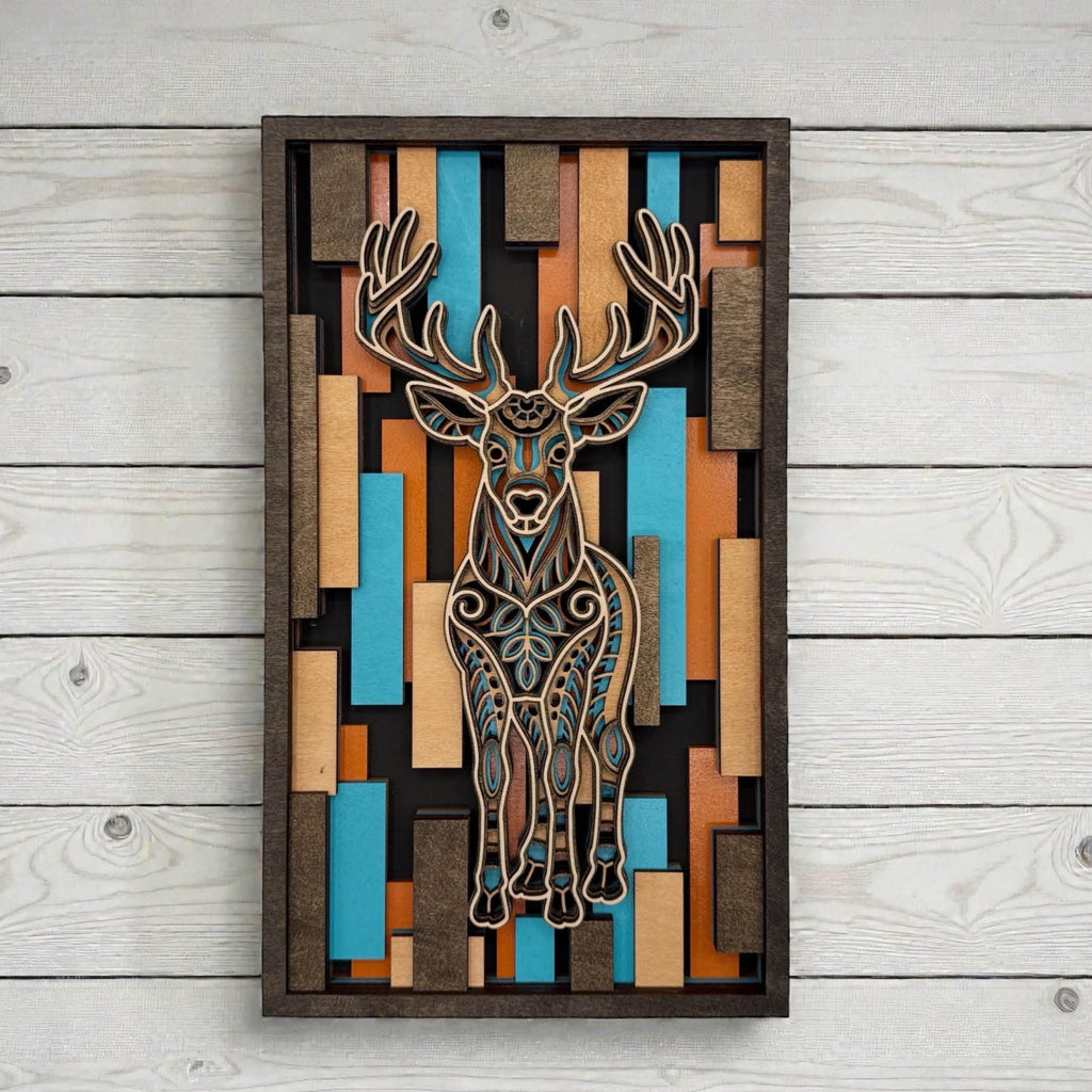 3D Layered Wood Deer Wall Art – Handmade Laser Cut Decor