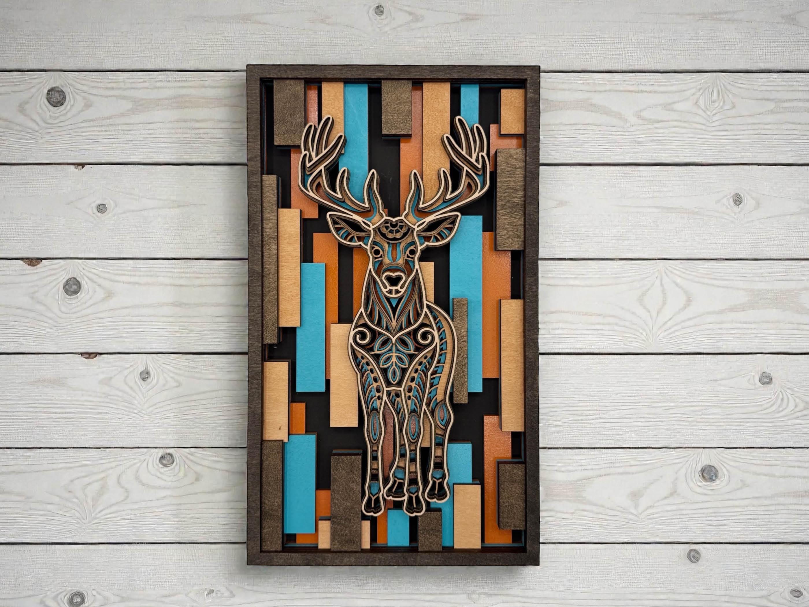 3D Layered Wood Deer Wall Art – Handmade Laser Cut Decor