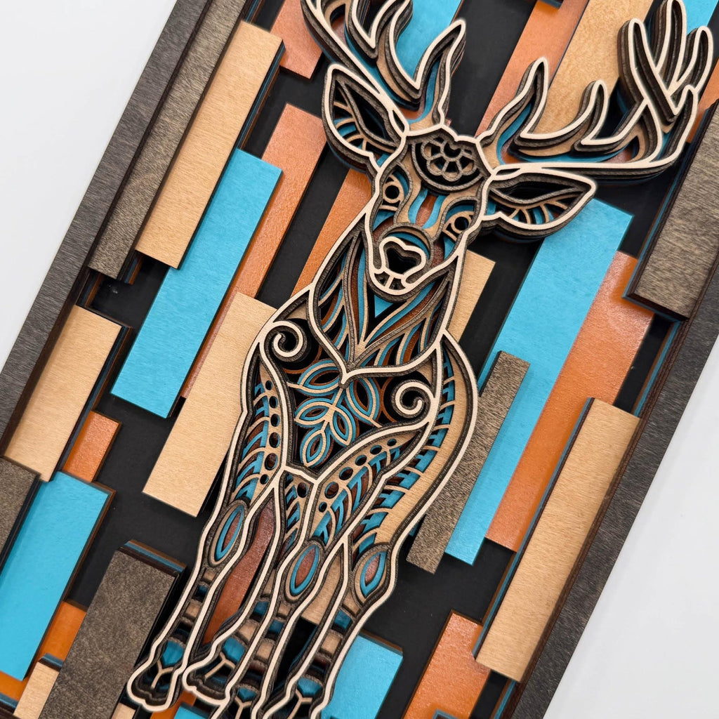3D Layered Wood Deer Wall Art – Handmade Laser Cut Decor