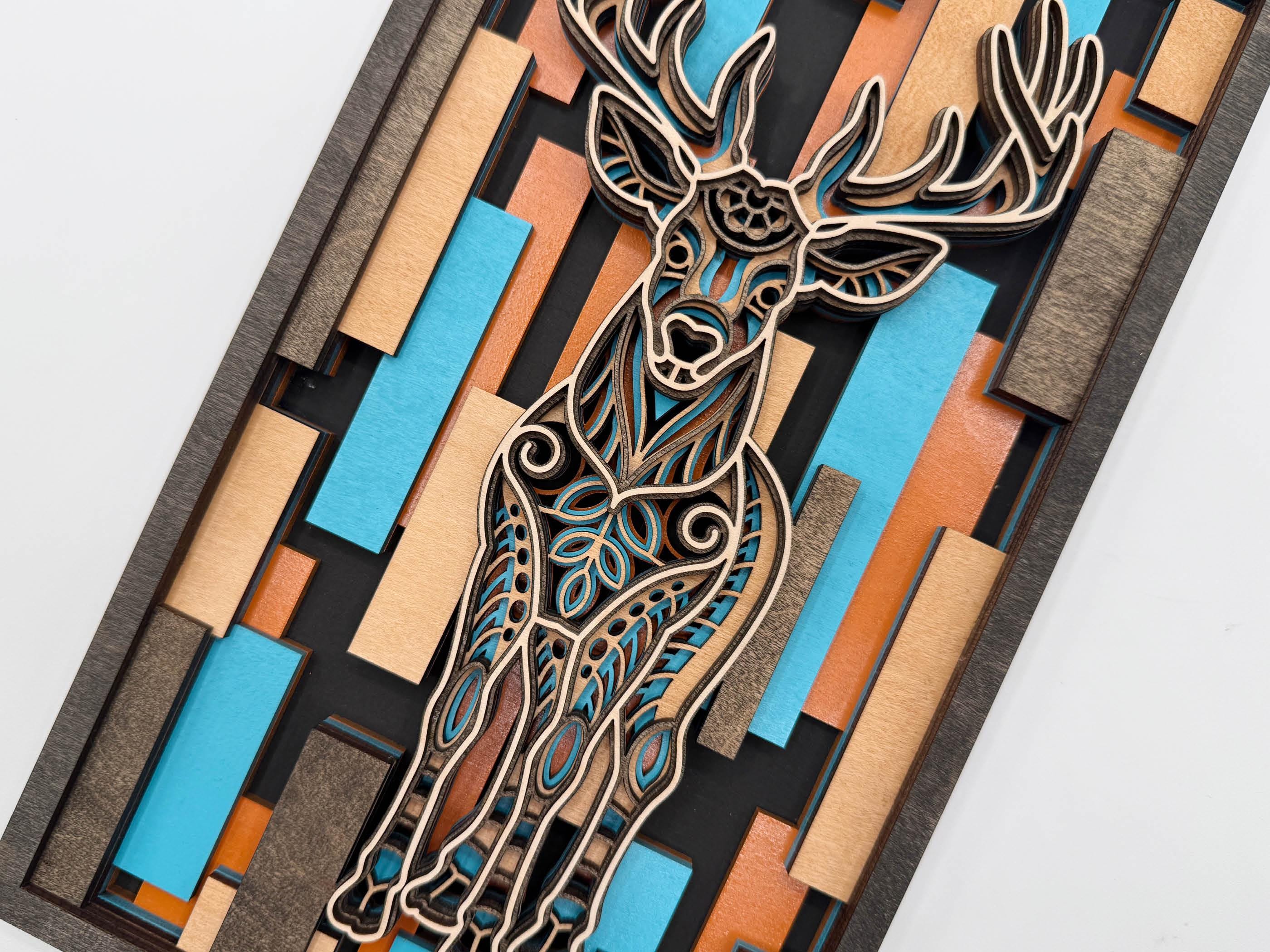 3D Layered Wood Deer Wall Art – Handmade Laser Cut Decor