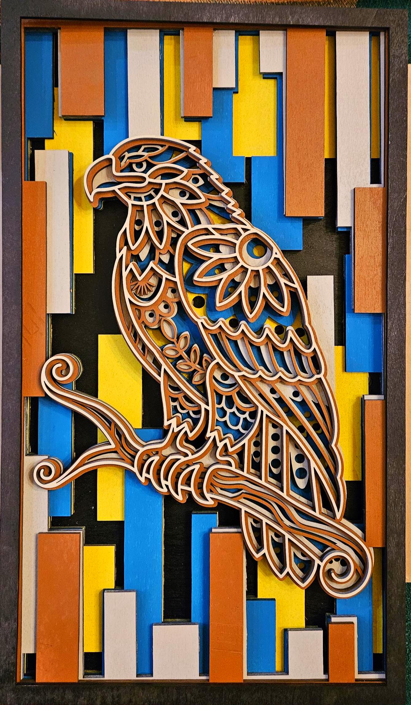 3D Layered Wood Eagle Wall Art – Handmade Laser Cut Decor