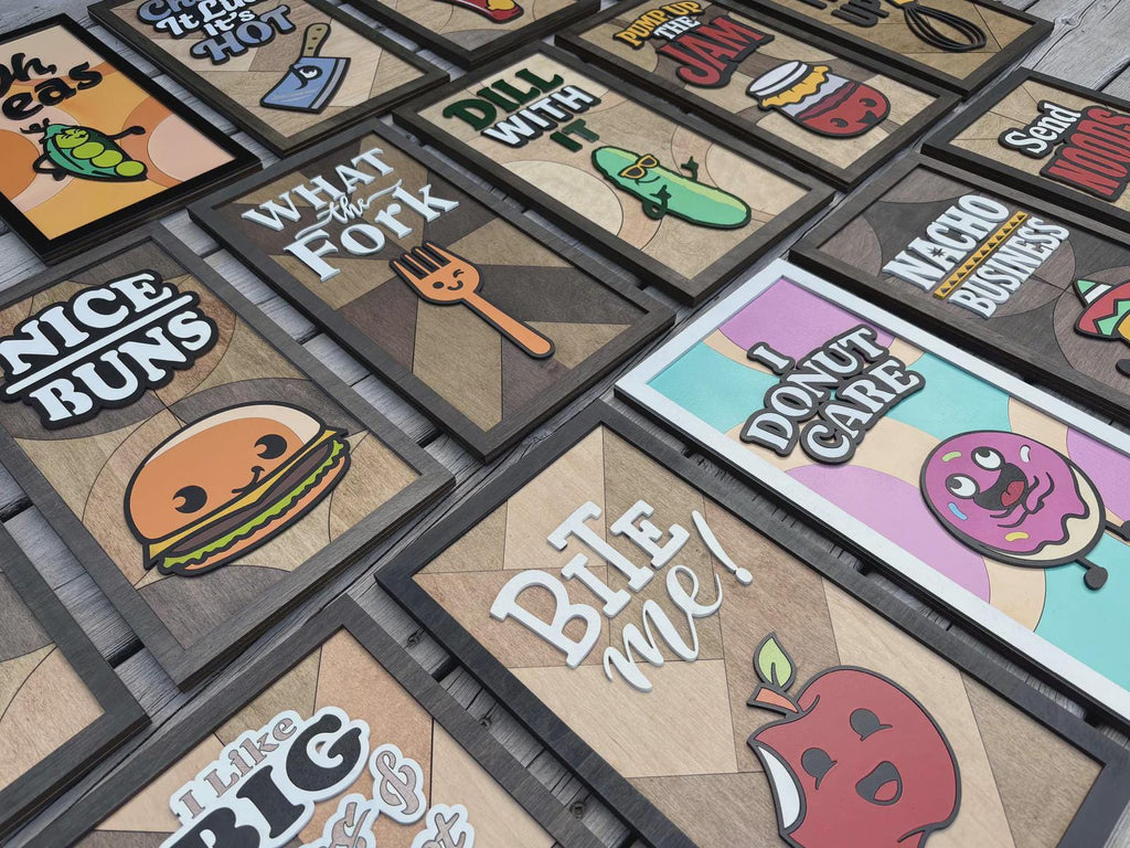 Bite Me Kitchen Sign | 3D Layered Laser Cut Wood Wall Art | Funny Kitchen Decor