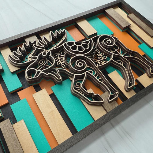 3D Layered Wood Moose Wall Art – Handmade USA