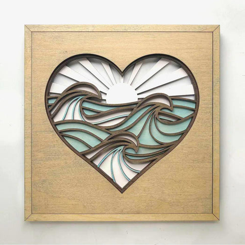 Beach Heart Wall Art | 3D Mandala Laser Cut Wood Decor | Valentine Gift Handmade