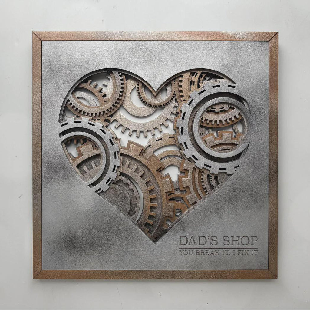 Gear Heart Wall Art | 3D Mandala Laser Cut Wood Decor | Valentine Gift Handmade