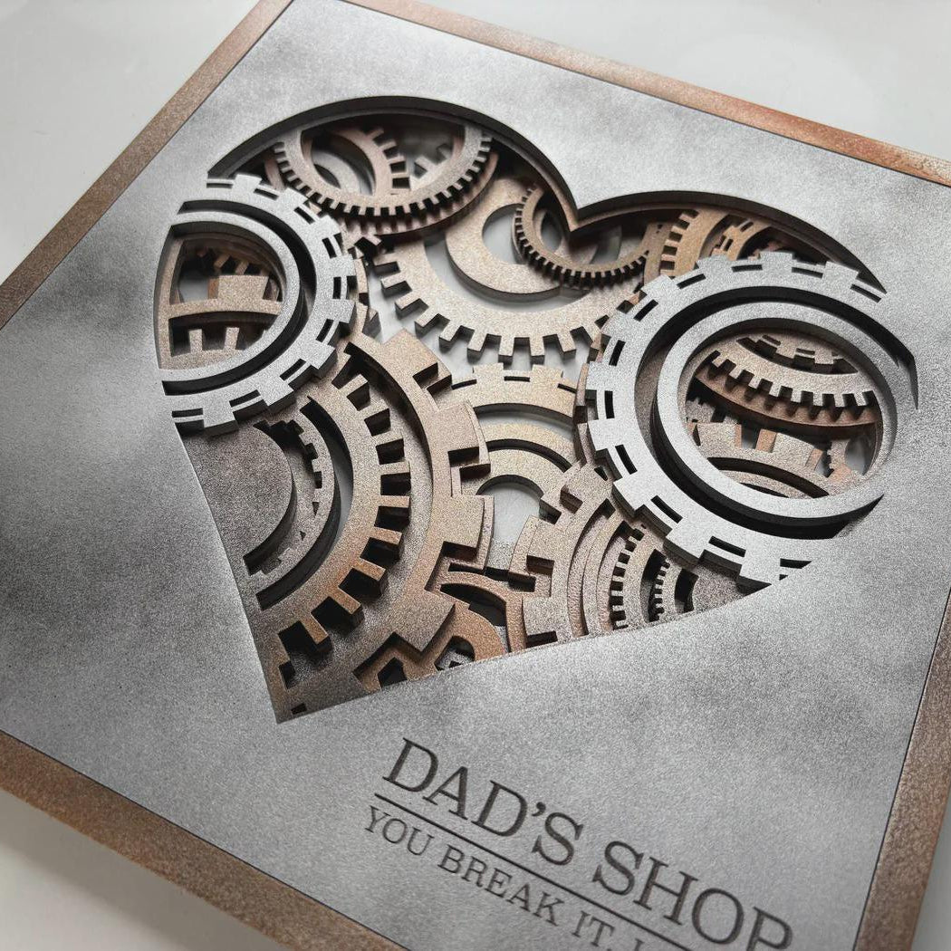 Gear Heart Wall Art | 3D Mandala Laser Cut Wood Decor | Valentine Gift Handmade