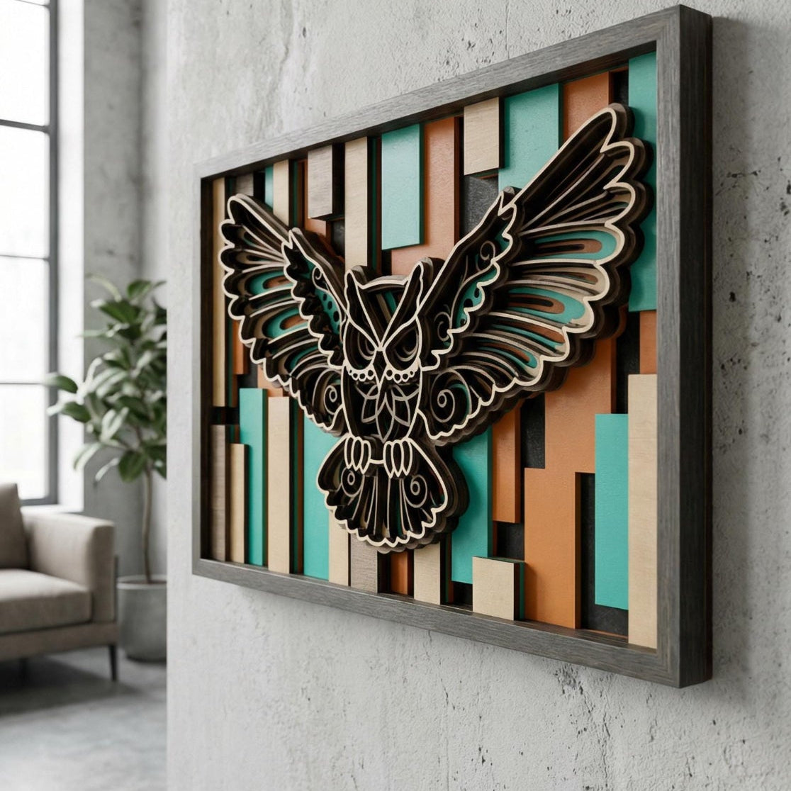 3D Layered Owl Wood Wall Art | Nature Inspired Decor