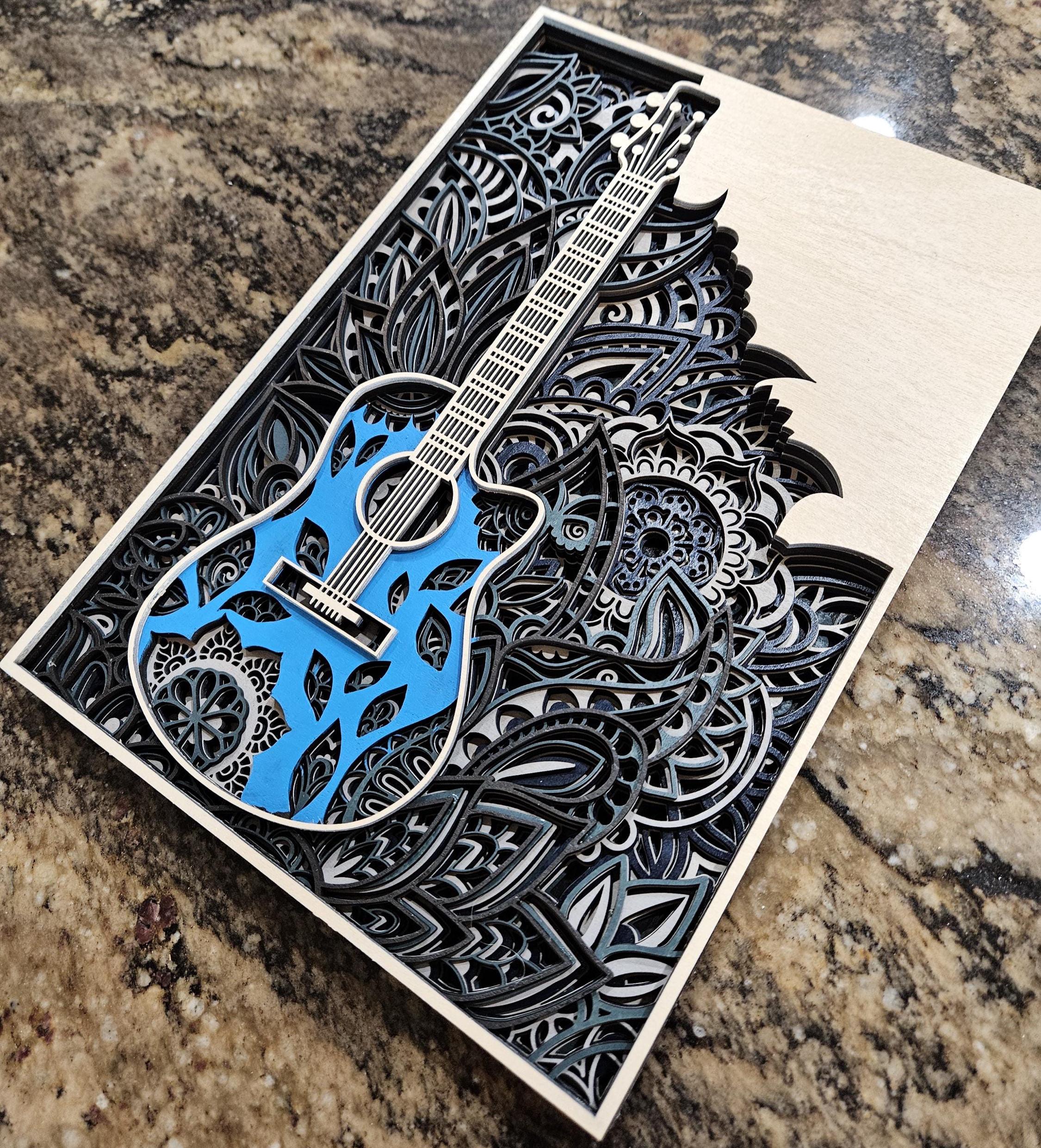 Layered Guitar Wall Art, Music Room Decor, Laser Cut Wood Art