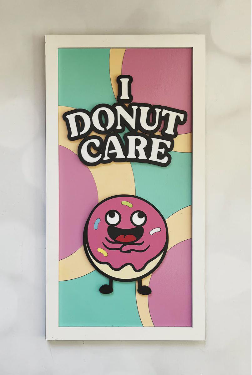 Kitchen Sign "I Donut Care" 3D Layered Wood Wall Art – Laser Cut Decor
