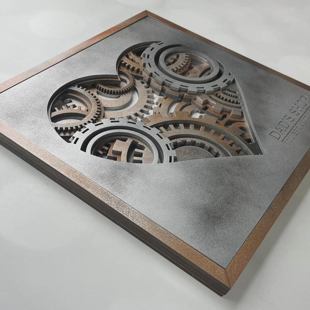 Gear Heart Wall Art | 3D Mandala Laser Cut Wood Decor | Valentine Gift Handmade