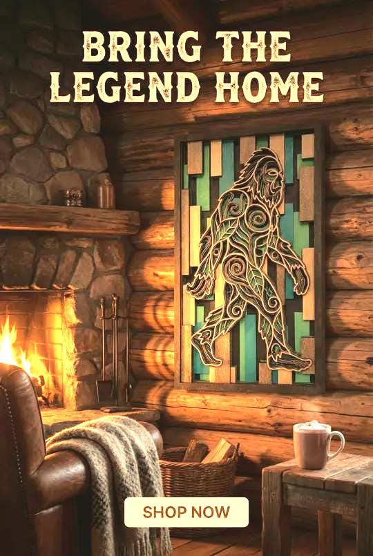 Bigfoot Wall Art | 3D Layered Laser Cut Wood Decor | Rustic Cabin Handmade