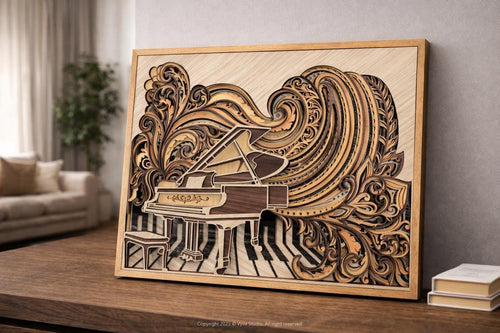 Piano Wall Art | Layered Wood Music Decor | Handmade Laser Cut Wall Hanging