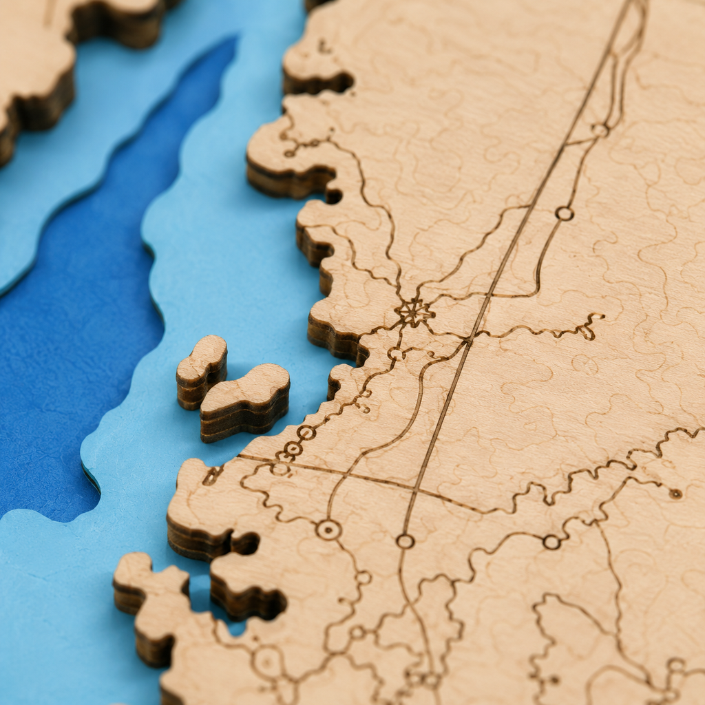 Wooden puzzle map of Europe with a focus on the continent.