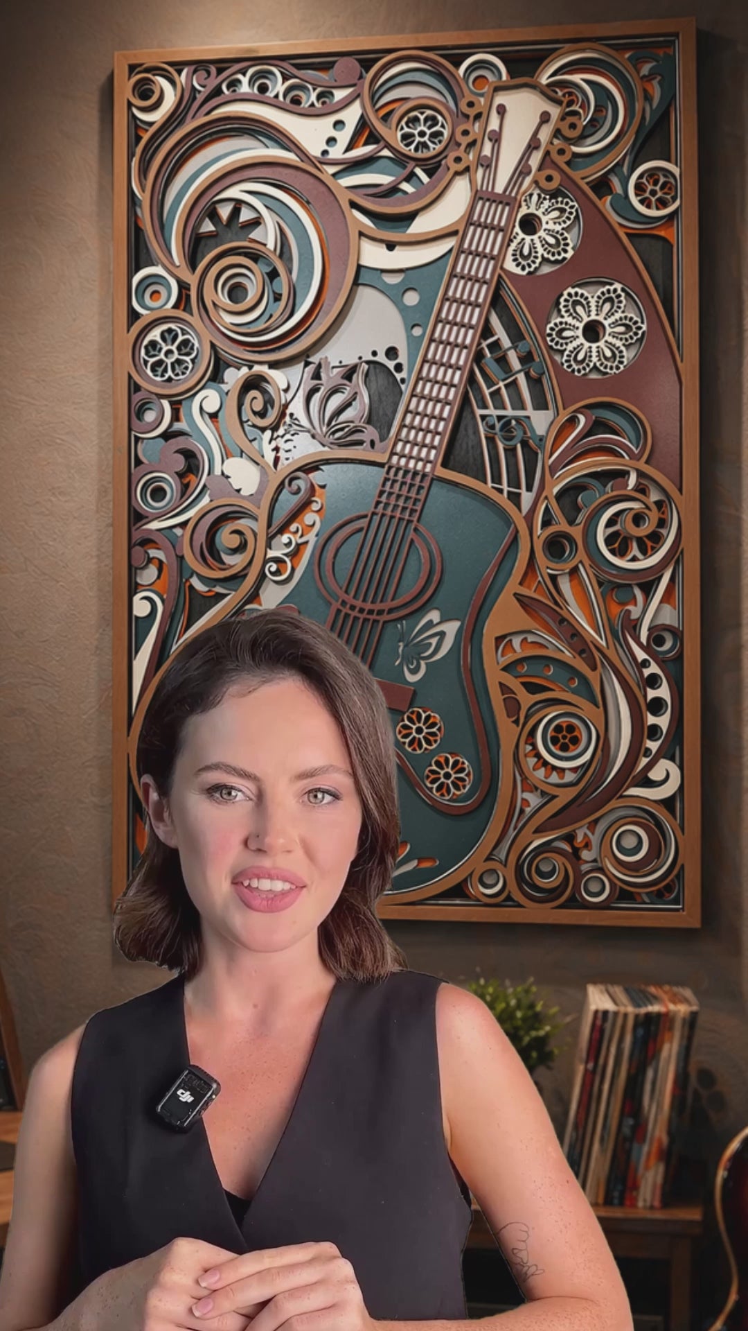 Acoustic Guitar Wall Art | 3D Layered Wood Music Decor | Handmade