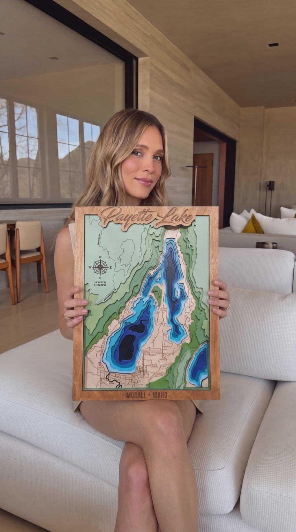Payette Lake 3D Wood Topo Map Wall Art