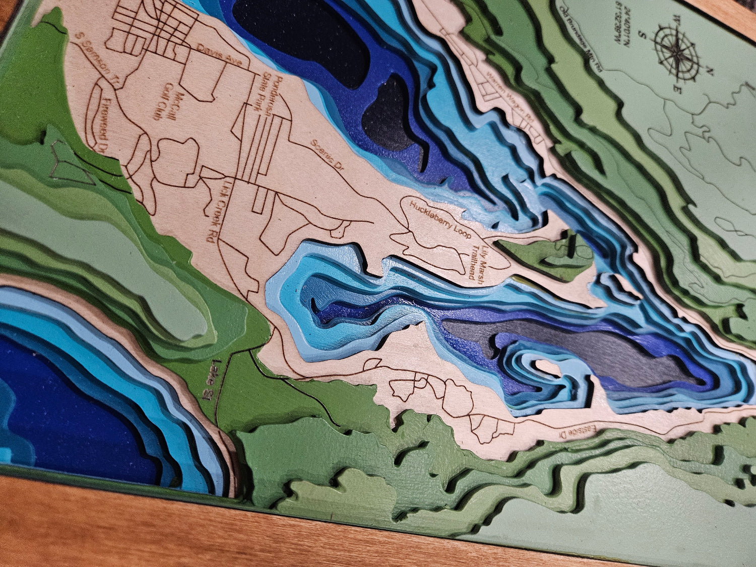 Payette Lake Idaho Topo Map Wall Art | 11-Layer 3D Laser-Cut Wood | Lake Decor Gift